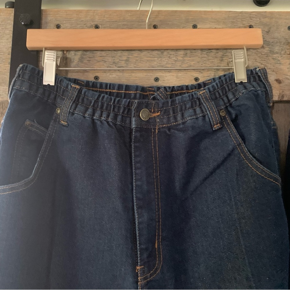 2 Pair HABAND CASUAL JOE JEANS Dark Blue Denim Elasticized Waist Like New 34 M - Picture 5 of 14